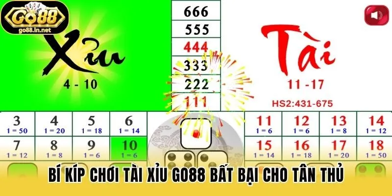 Bí kíp chơi Tài xỉu Go88 bất bại cho tân thủ